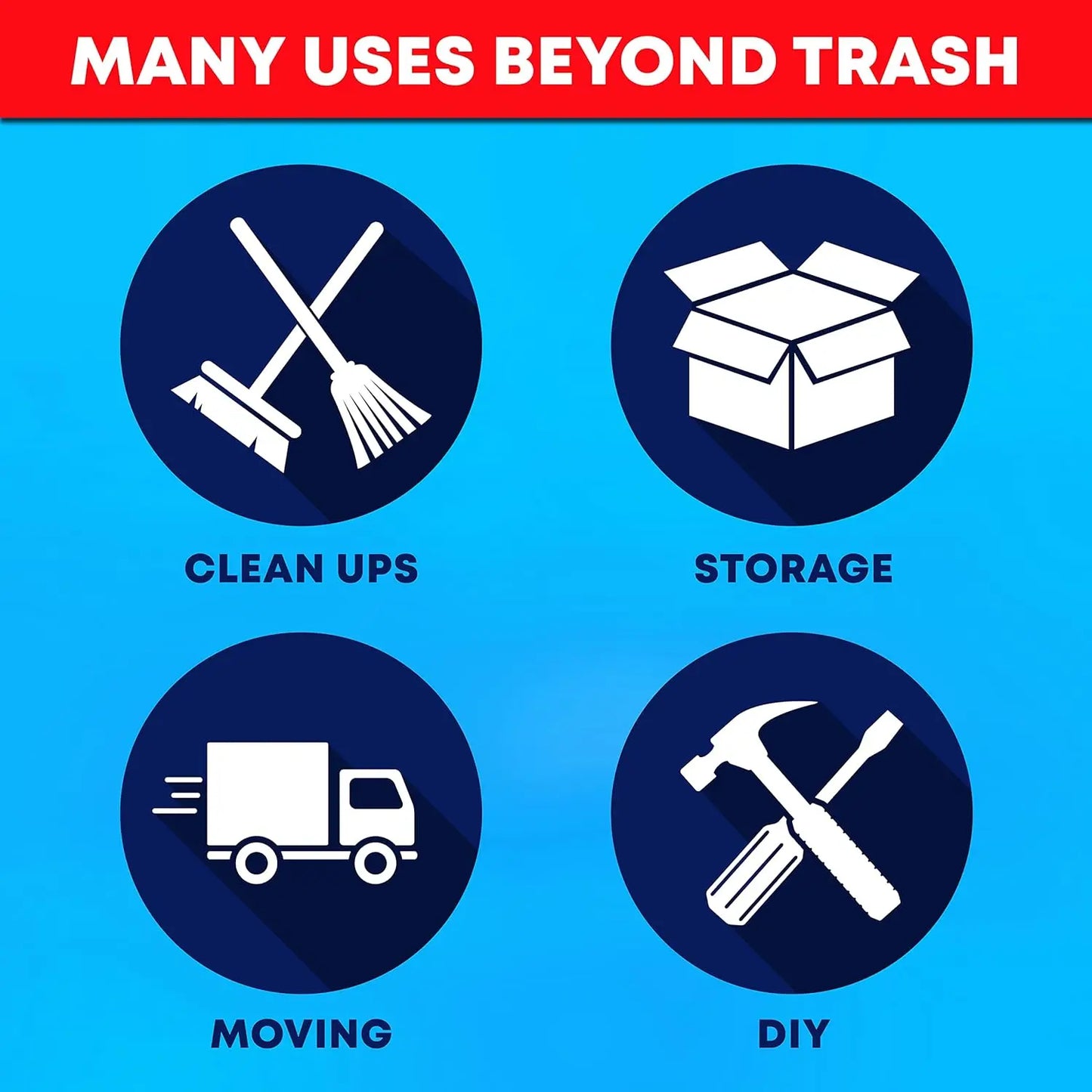 64 Gallon Heavy Duty Trash Bags Value Pack with Ties, Large Black Industrial Garbage Bags for 60-65 Gallon.