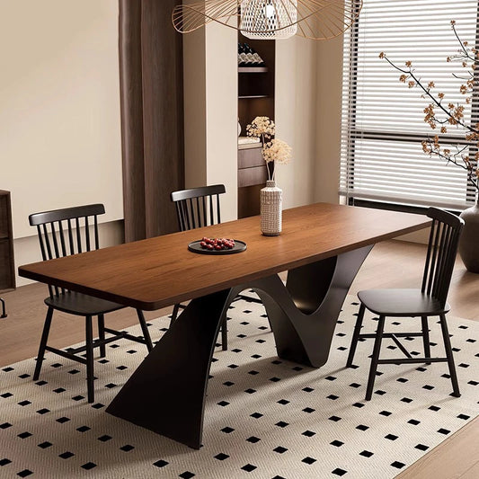 Modern retro solid wood rectangular dining table set.