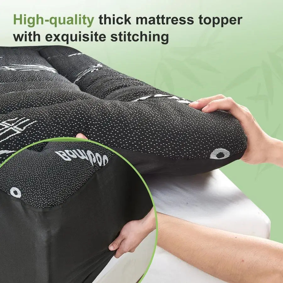 Mattress Topper , Soft Thick Pillow Top Mattress Cover for Back Pain, Cooling Mattress .