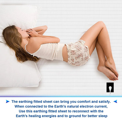 Fitted sheet Organic cotton with Conductive fiber Grounding bed sheet for Nature Wellness