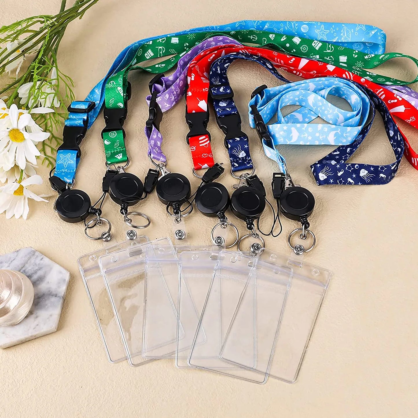 Retractable Lanyard Card Holder Badge Reel, Id Card Holders For All Cruises Ships Necklaces Keychain.