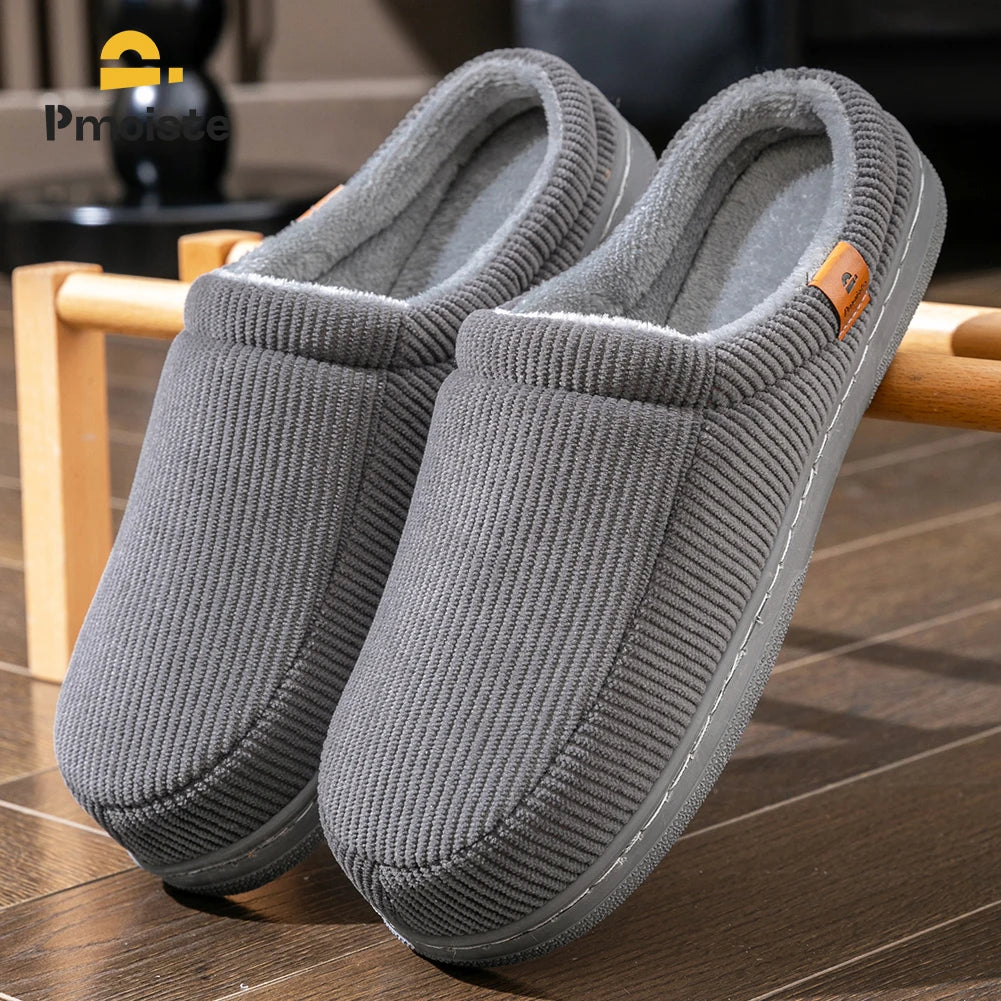 Warm Slippers for Men, TPR Sole Memory Foam Soft Cushion, Non Slip House Shoes.