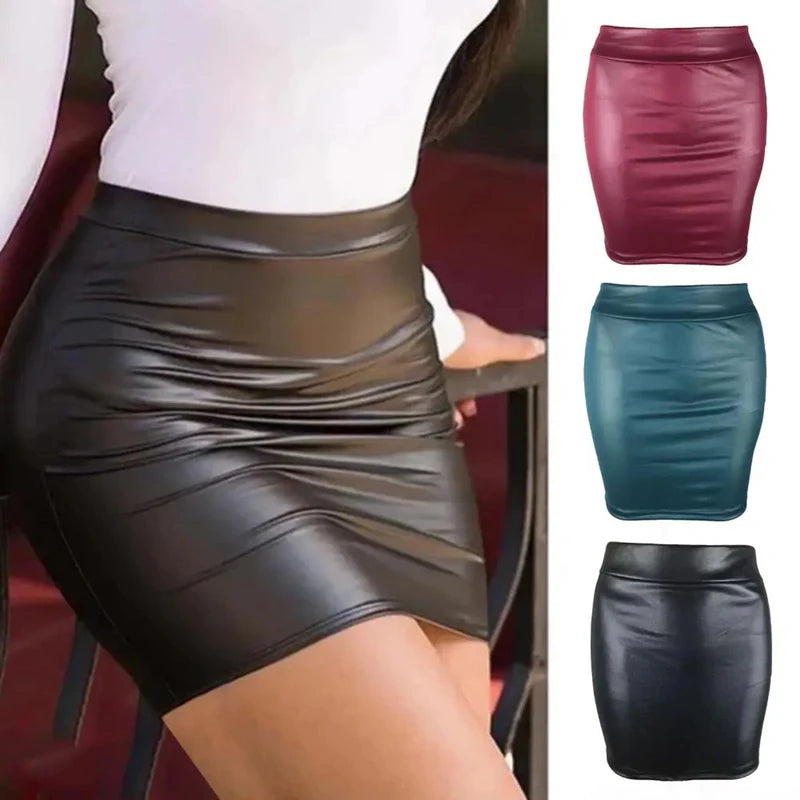 Women Mini Skirt, Solid Color High Waist Slim Fit.
