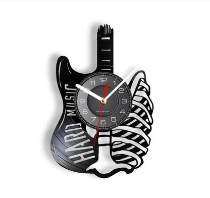 Vinyl Record LED Wall Clock , Music Theme Guitar Clock