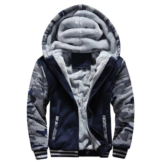Chaquetas de invierno gruesas de camuflaje para hombre, abrigo de manga larga de forro polar, sudaderas casuales, ropa de calle.