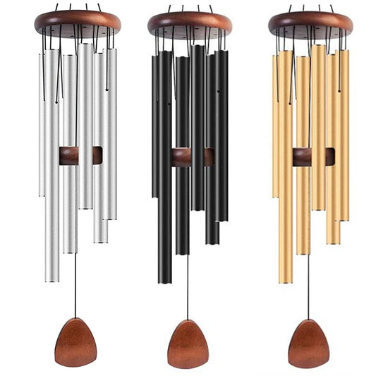 Classic 26 Inch Aluminum Pipe Wind Chimes With Wooden Hanging Tag.