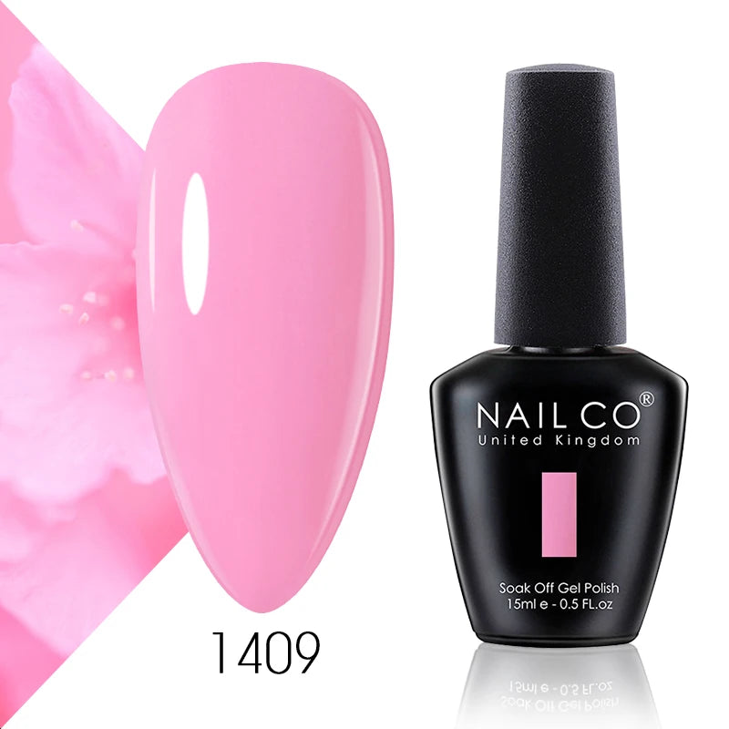 NAILCO 15ml Color Gel Nail Polish Soak Off, Hybrid Varnishes Manicure, UV&LED Nail Gel Semi Permanent Lacquer Base Top Coat.