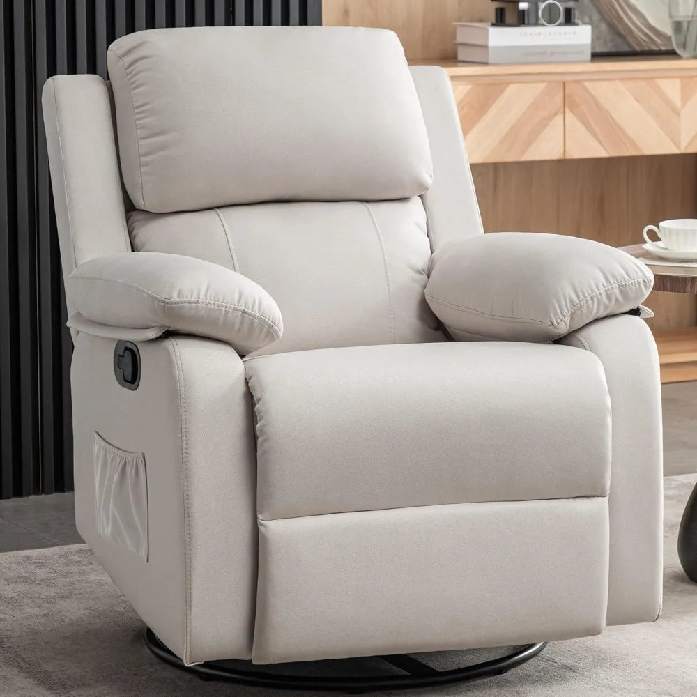 360 Swivel Rocker Chair for Adults, Recliner Chair, Upholstered Fabric Glider .