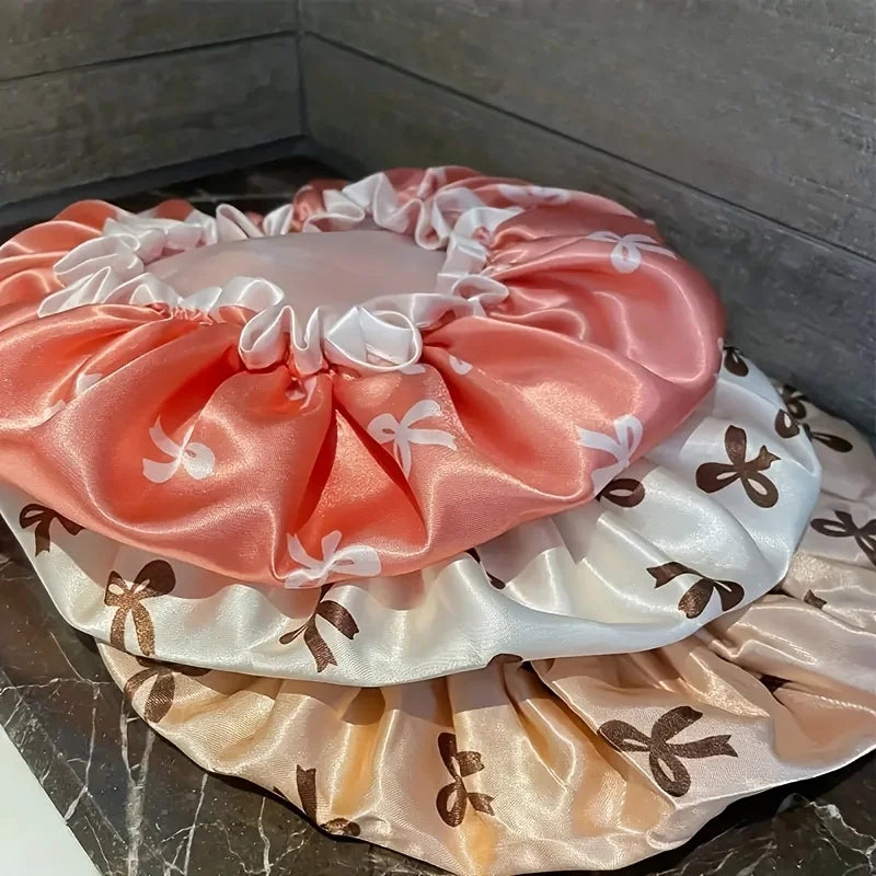Waterproof Double-Layer Butterfly Bath Cap Suitable for Washing Face, Blow-Drying Hair!!