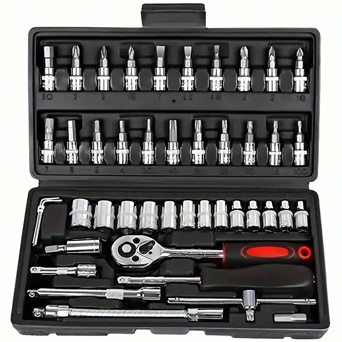 46pcs/Set Socket Wrench Diy Repair Tool Kit, Ratchet Screwdriver for Car Repair Hardware Toolbox for Auto Repairing and Household.