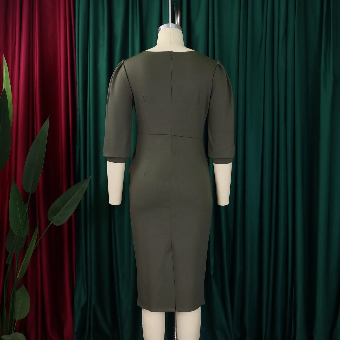 Elegant Office Dresses for Women, O Neck Half Sleeve, Formal Business Work Wear