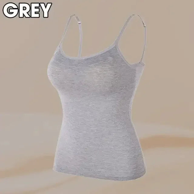 Spaghetti Top Women Vest Women Camisole with Built in Bra Cami Top Vest Tank Top 2024.