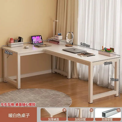 L Shaped Computer Desk, Home Office Desk with 2 Drawer and Bookshelf.