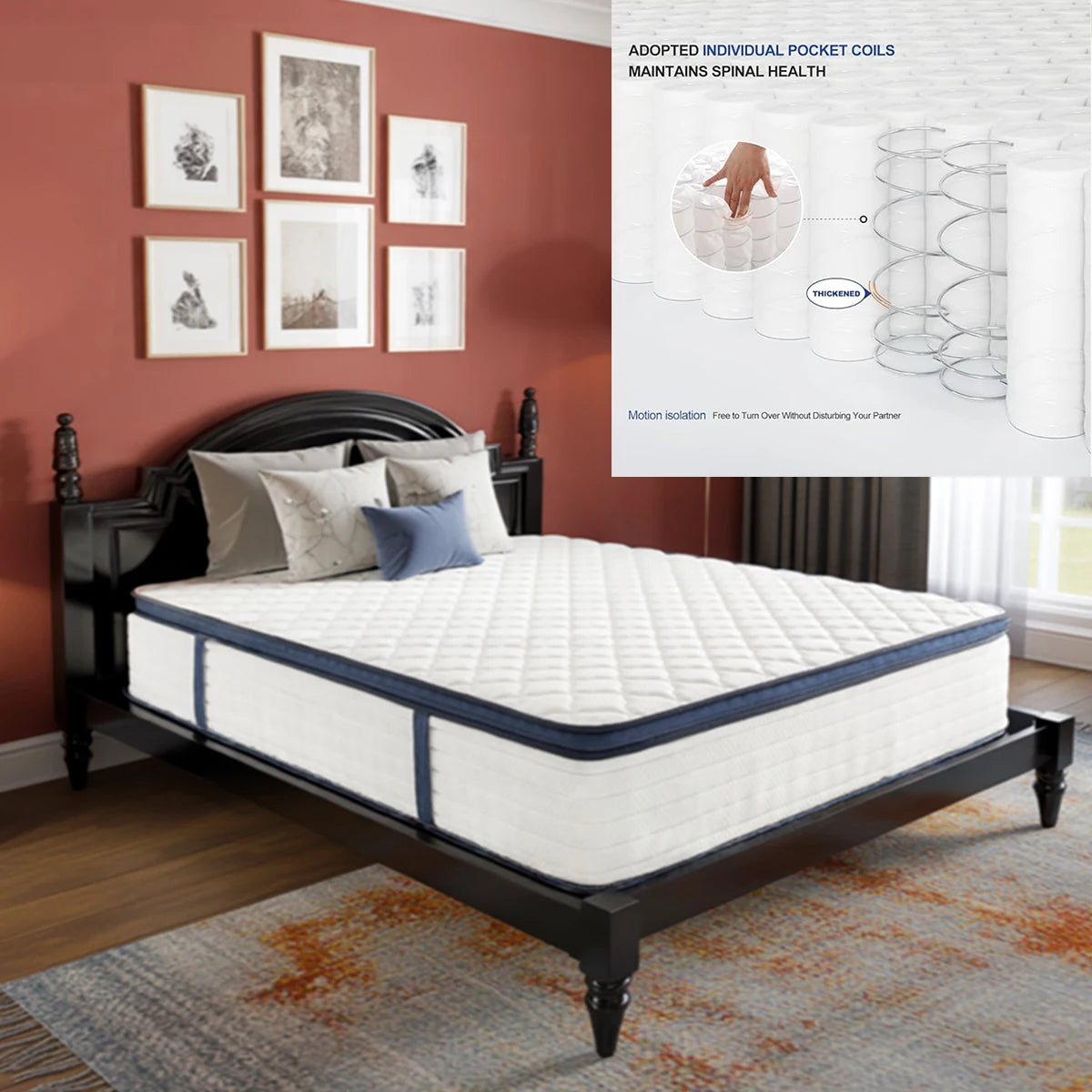 10/12/14 Inch Queen Size Mattress, Pressure Relief, Cool Sleep & Partner Motion Isolation.