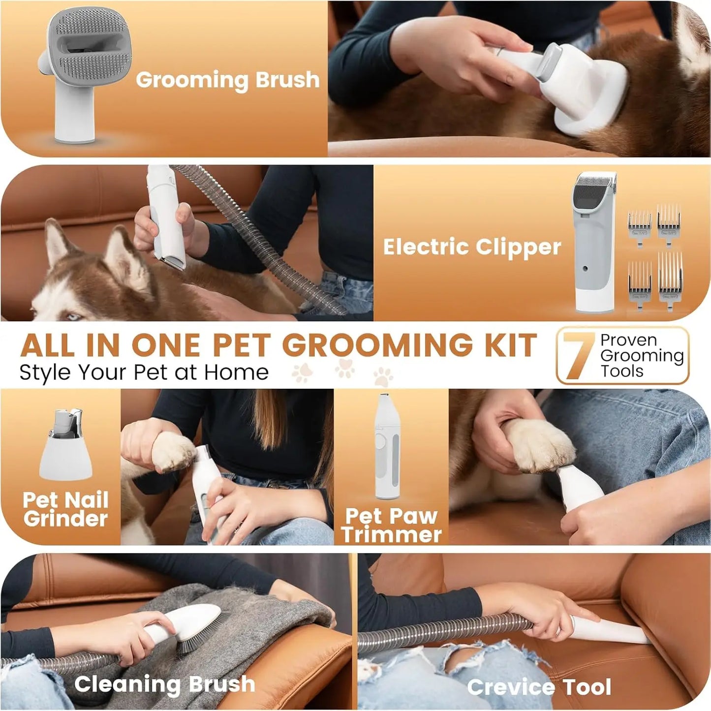 Pet Grooming Vacuum, Suction, Tools, Hair , Cleaning.