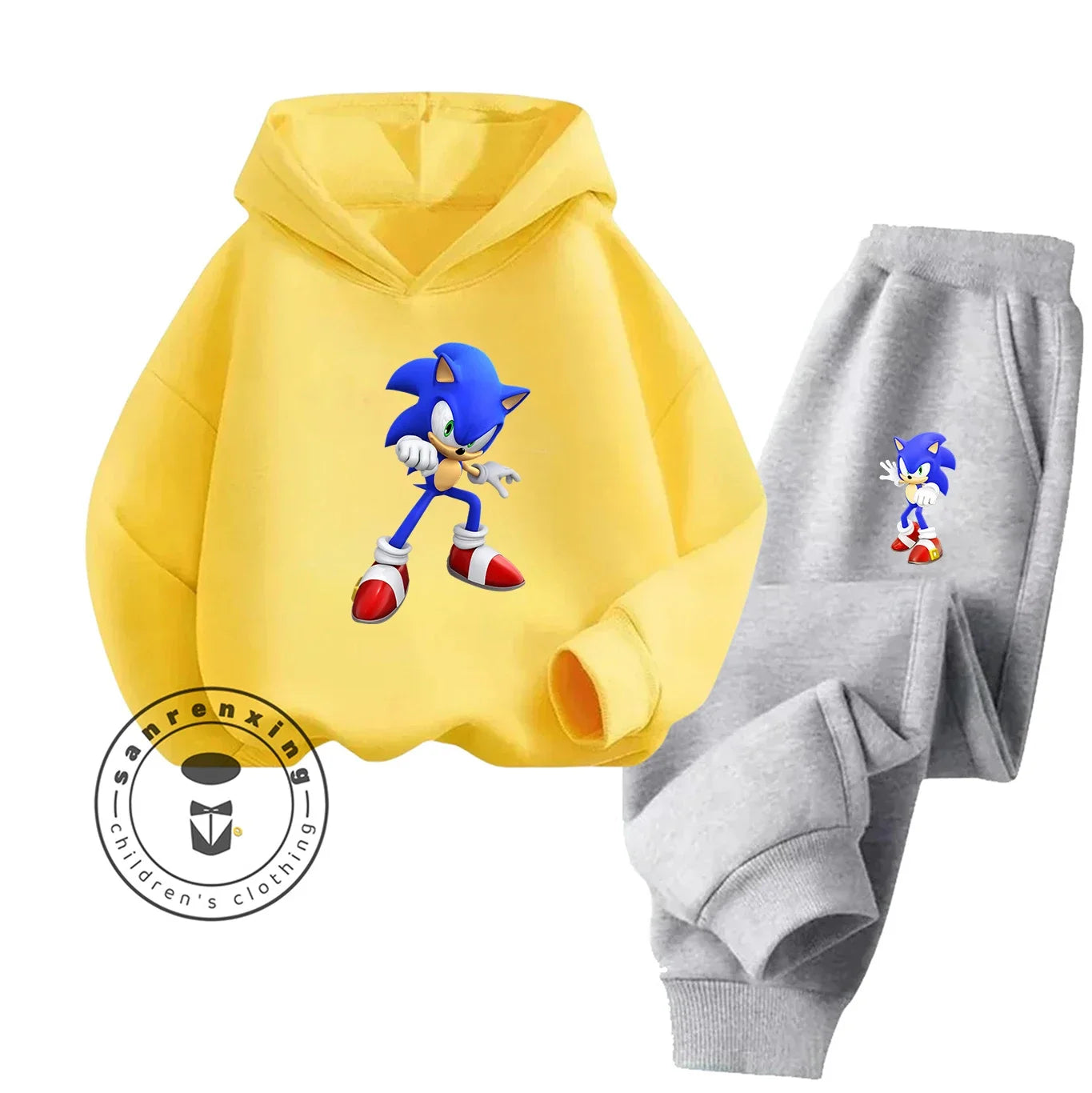 Sonic 2D Cartoon Printed Hoodie Set, 2025 Fashion For Kids, Teens, Boys, Girls Casual Autumn Winter wear.