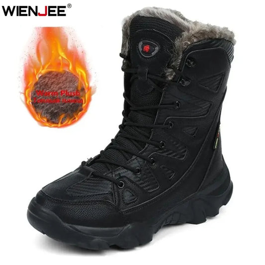 Winter Waterproof Men Boots, Plush Super Warm Men Ankle Boots.
