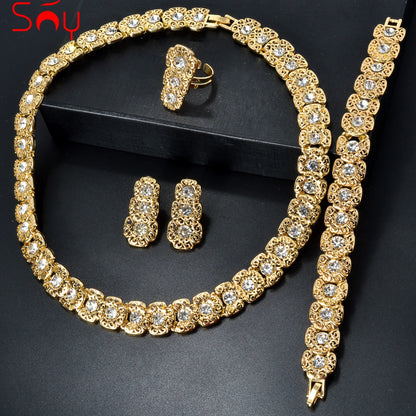 Luxury Quality Jewelry Set For Women Pearl Necklace Bracelet Ring Earrings.