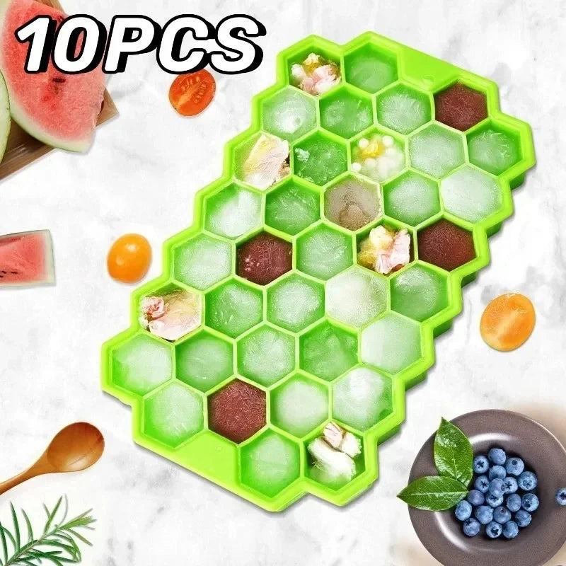 37 Grid Ice Cube Trays Freezer with Lid, Silicone for Small Ice Cube Molds, Easy-Release Reusable.