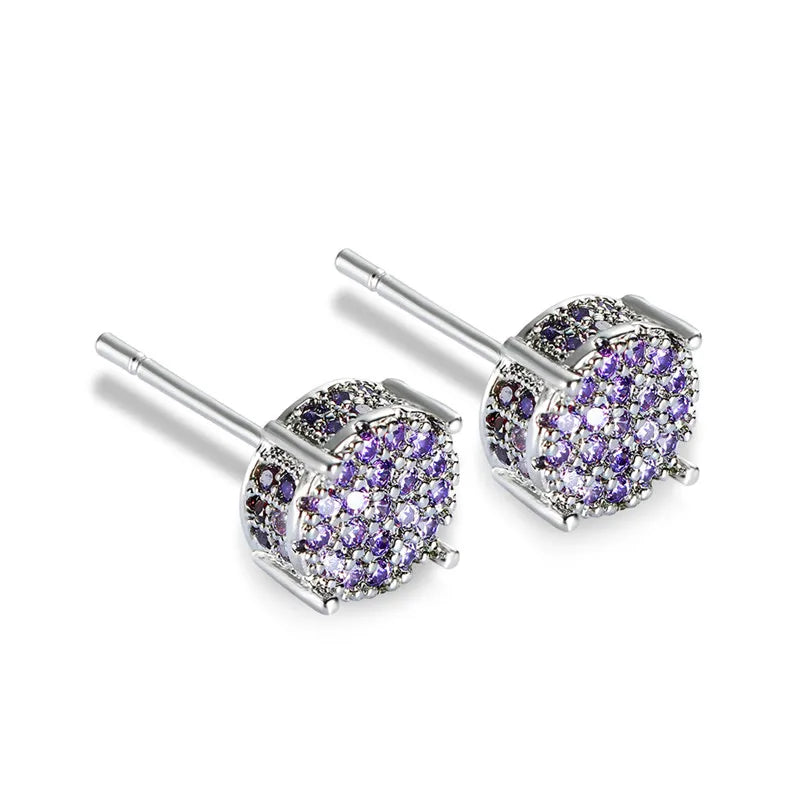 Female Austrian Crystal Round Earring White Gold, Yellow Gold, Color White Zircon For Women Jewelry.