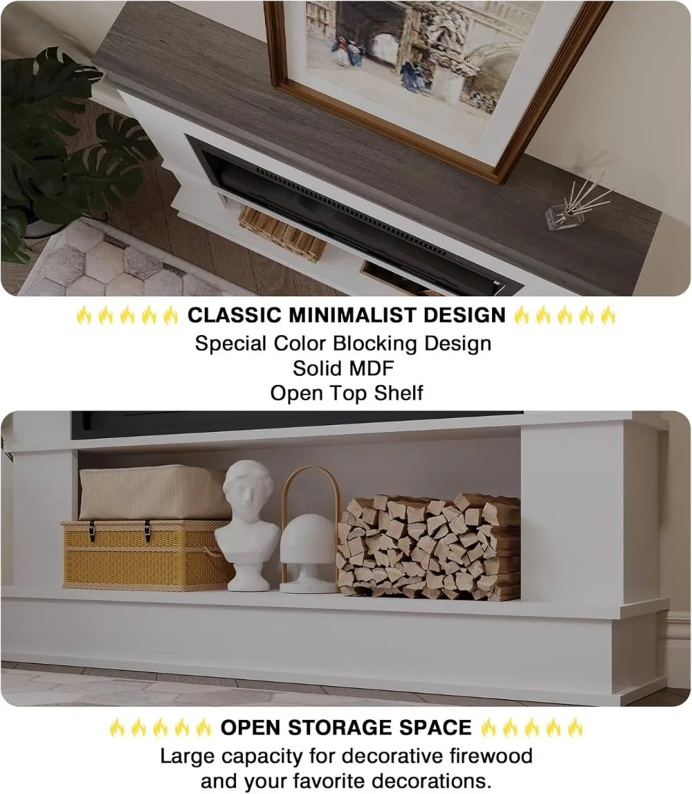 40" Freestanding Electric Fireplace Heater with Mantel, 12 Flame Colors & Remote Control for Living Room.