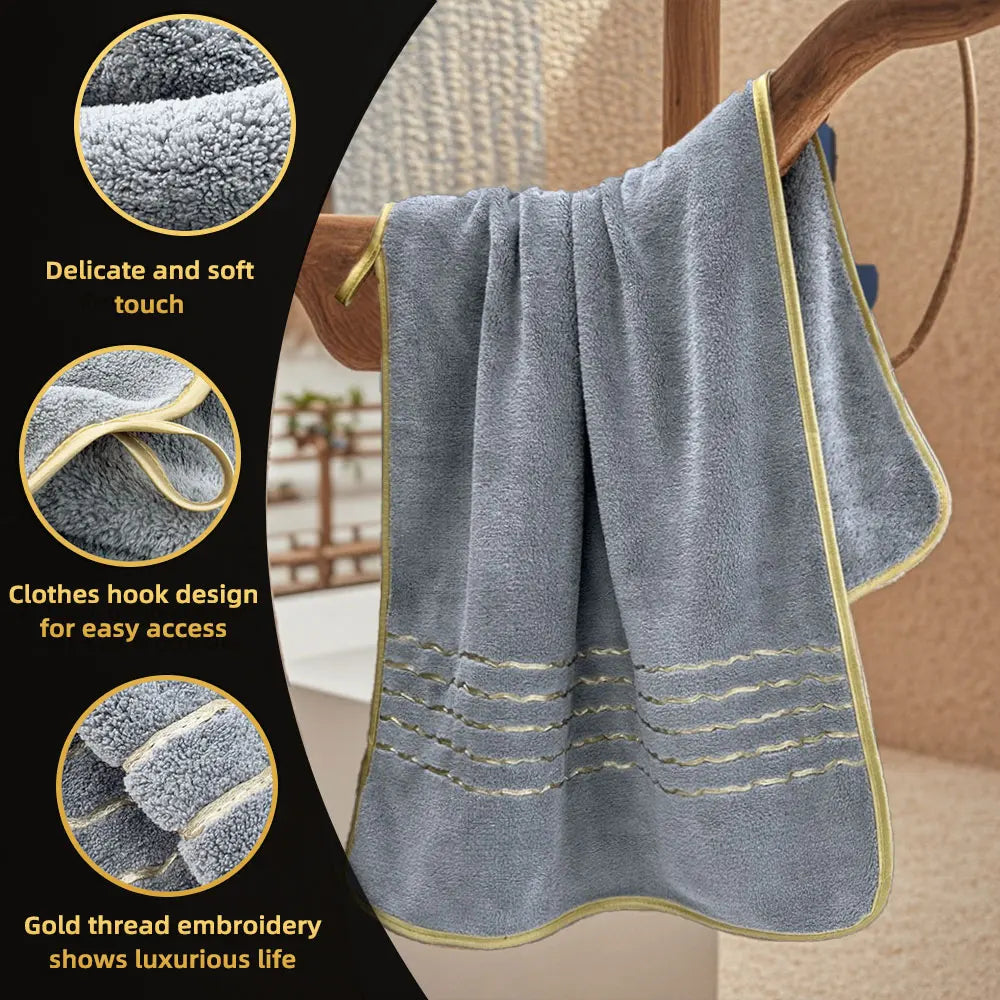 2pcs Set  Bathroom Towel Sets, Thickened Absorbent Bath Embroidered. Christmas Gift  Sets.