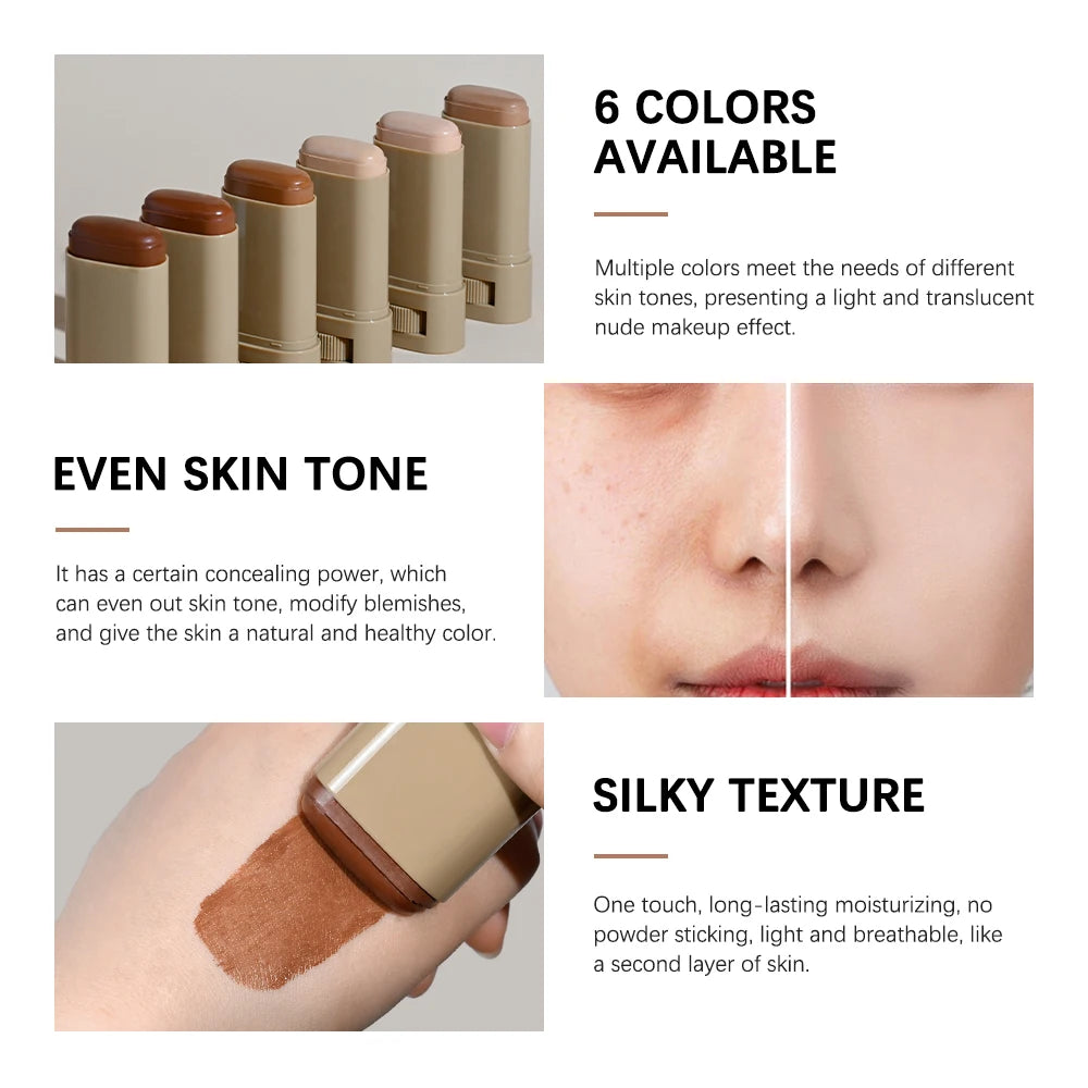 Skin Tint Foundation Stick, Eraser Concealer Foundation Stick Serum Boosted Smooth Plumper Hight Coverage .