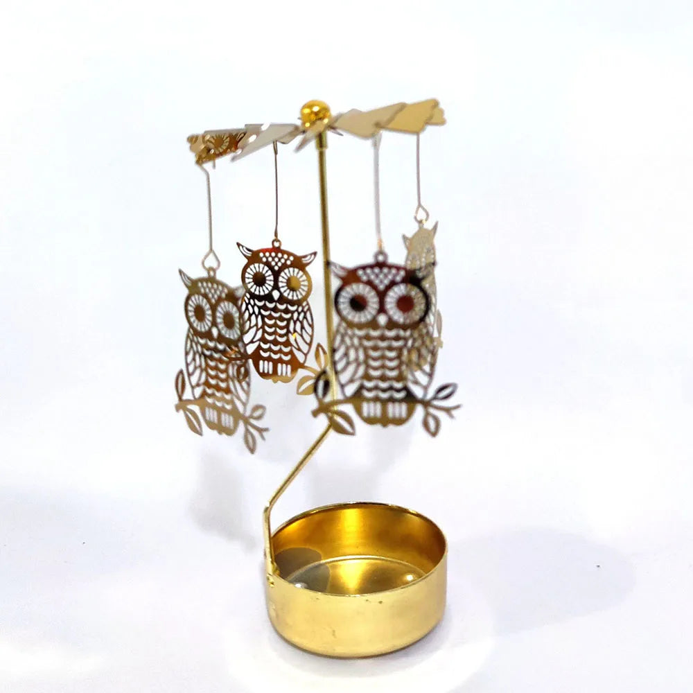 Spinning Tealight Holder, Aluminum Alloy Carousel Heat Powered, Rotating Candle Display.