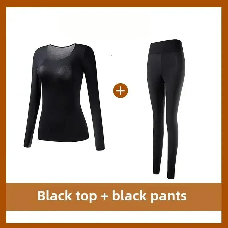2PCS Thermal Underwear Sets for Woman Autumn Winter Long-sleeved