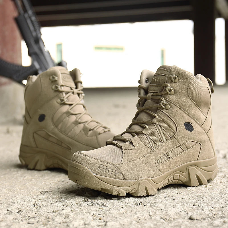 Men Tactical Boots Lace Up Breathable Army Boots Unisex