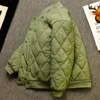 Winter Baseball Coat for Men, Solid Color Bomber