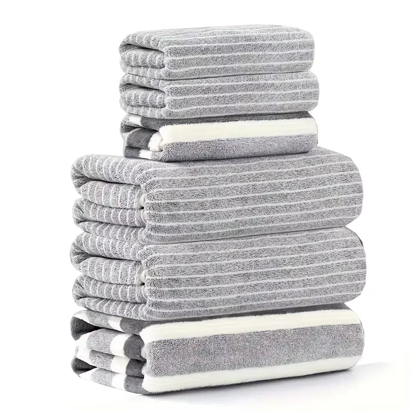 6-Piece Striped Towel Set - Soft Absorbent Bath Towels. Perfect for Daily Use & Gifts