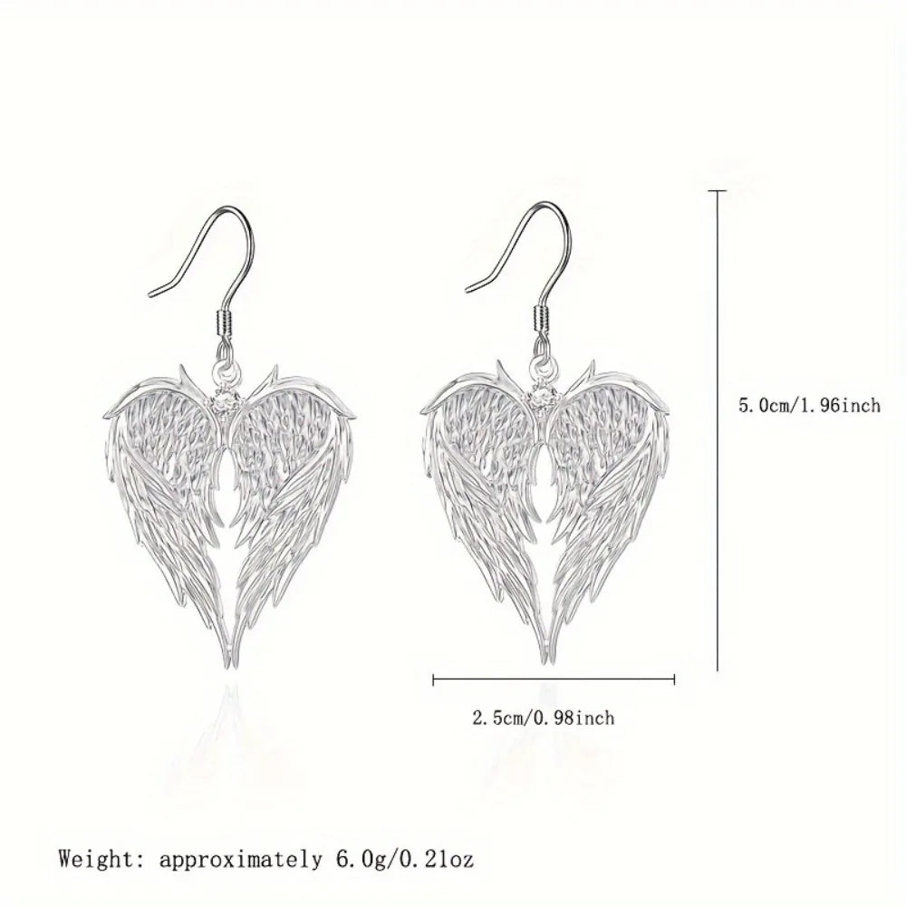 New Hip-hop Fashion Feather Angel's Wings, Heart Inlay Zircon Pendant Necklace for Men, Women Rock Punk Jewelry Accessories Gifts.