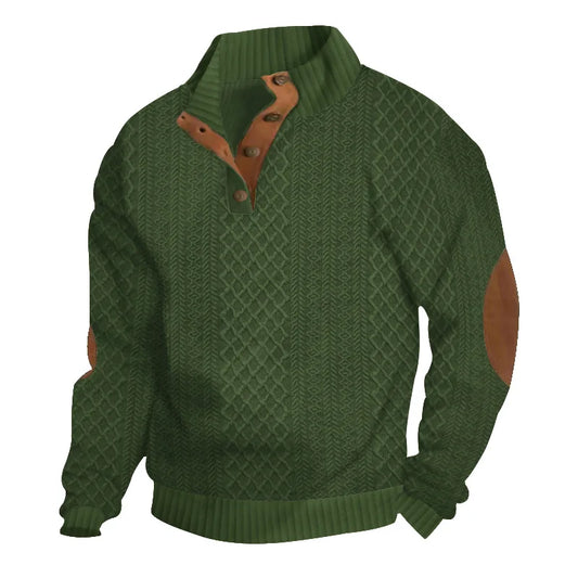 Jersey de punto jacquard con cuello alto, informal, para hombre, otoño e invierno, venta caliente transfronteriza 2024.