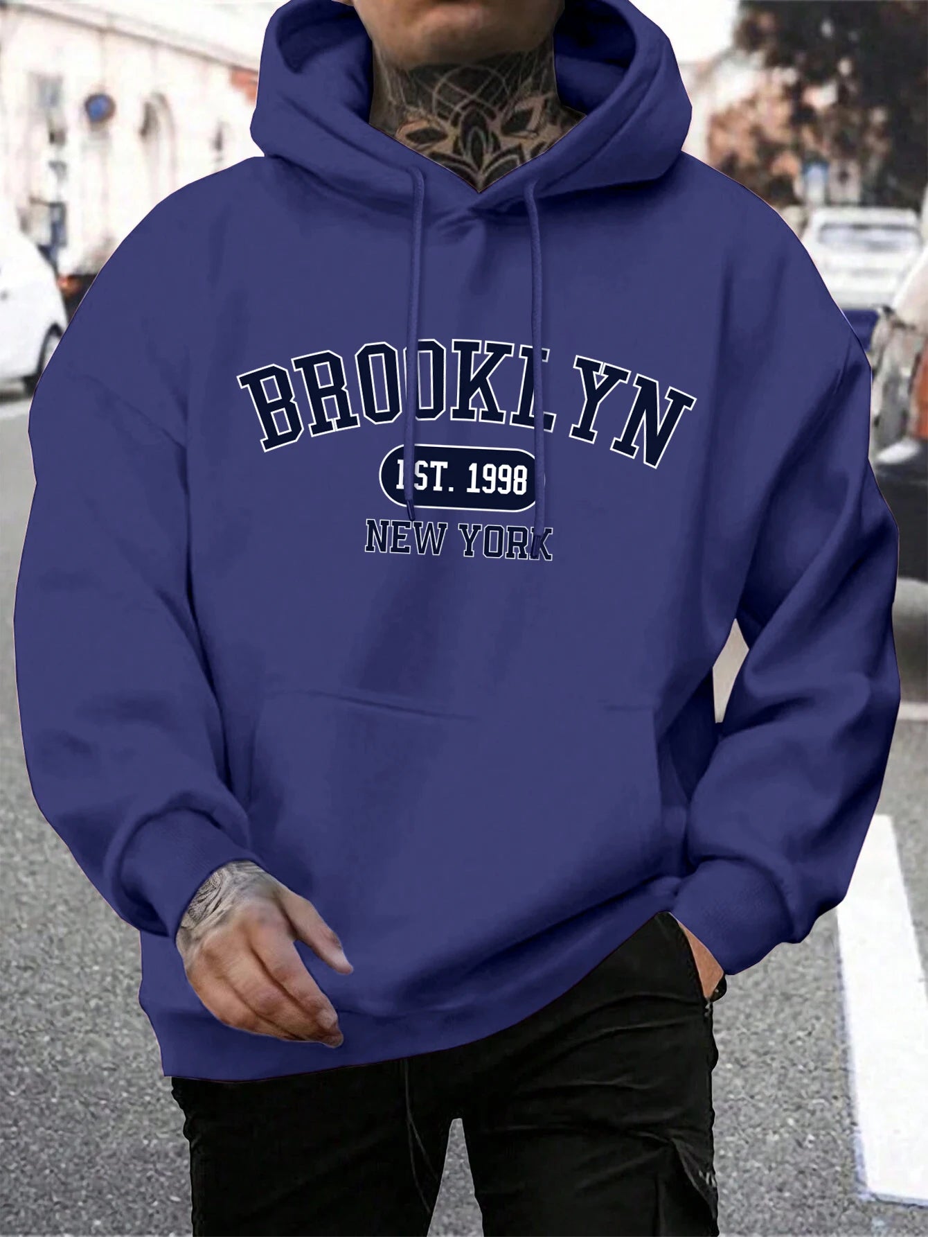 Brooklyn Est 1998 New York Printing, Men Hoodies Crewneck Fashion Oversize.
