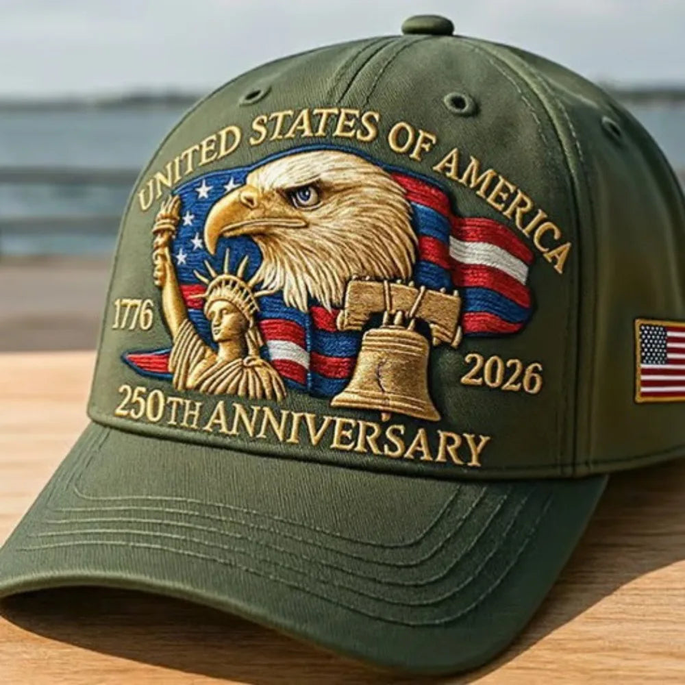 USA 250th Anniversary Eagle Print Hat, Adjustable Washed Cotton Hat, Trucker Hats, Outdoor Visor Baseball Cap.