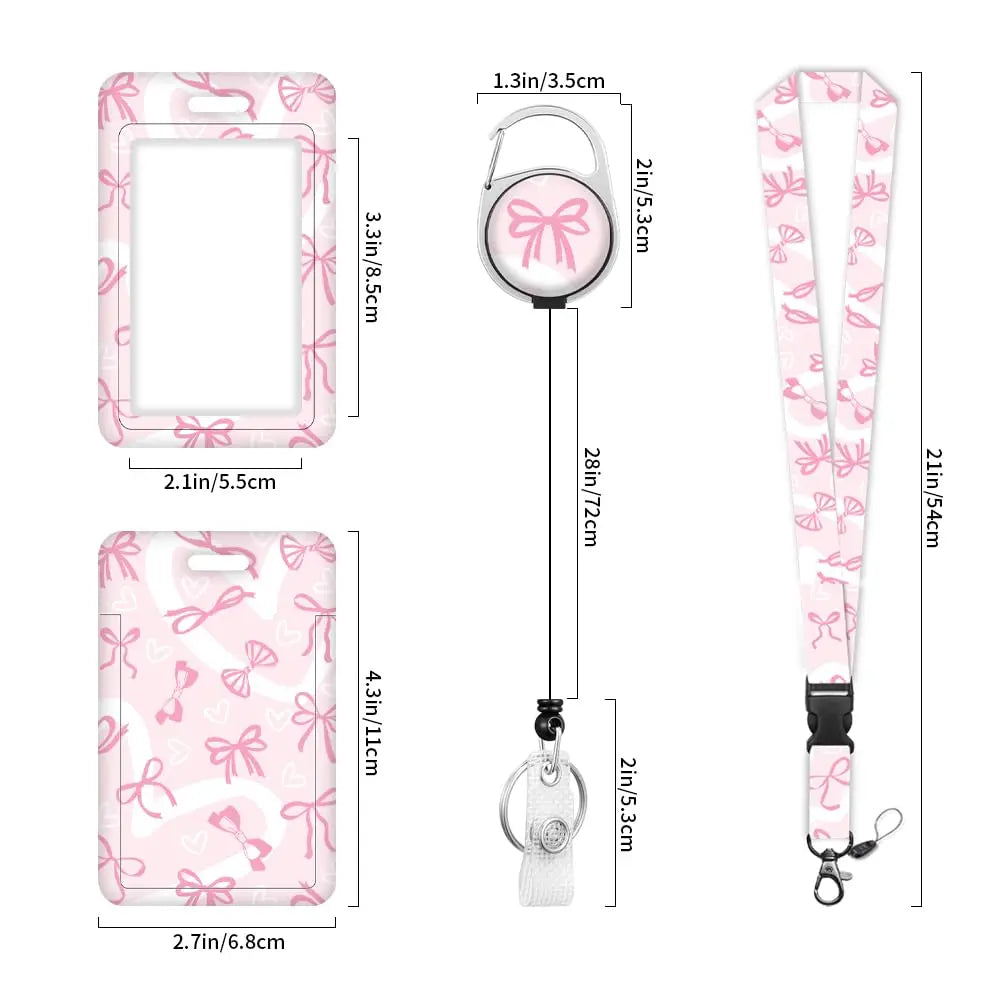 Lanyards for ID Badge Holder for Women Cute, ID Holder Clip, Retractable Keychain Badge.