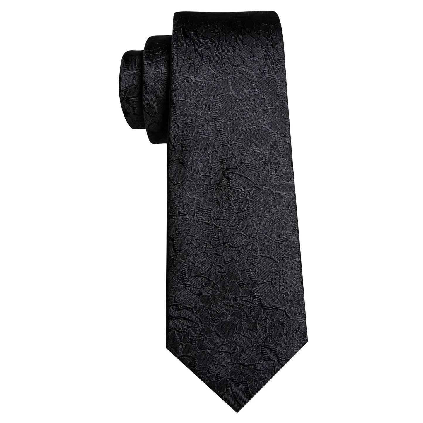 Black White Gray Silver Men Tie Handkerchief Cufflinks Set.