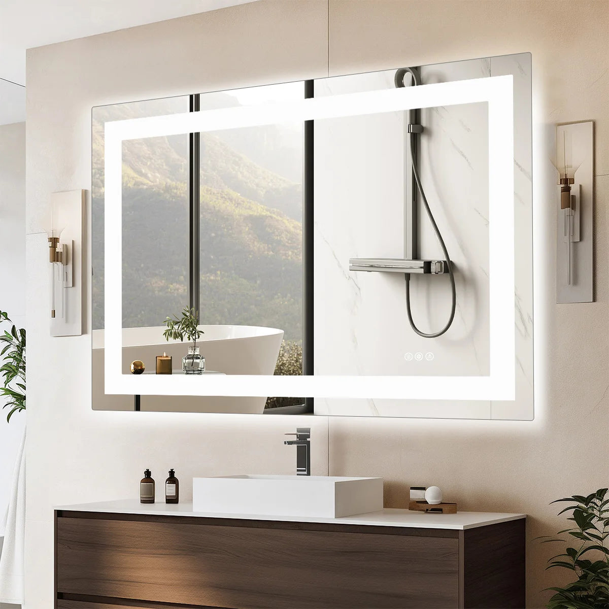 36"x 24"LED Bathroom Vanity Mirror for Wall, Memory Function, Tempered Glass  Front Light, and Backlit For Living Room.