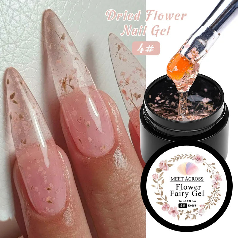 5ml Pink Dried Flower Nail Gel Polish, Semi Permanent Natural Flower Fairy Nail Art, Gel Soak Off, UV Painting Varnishes For Nails.