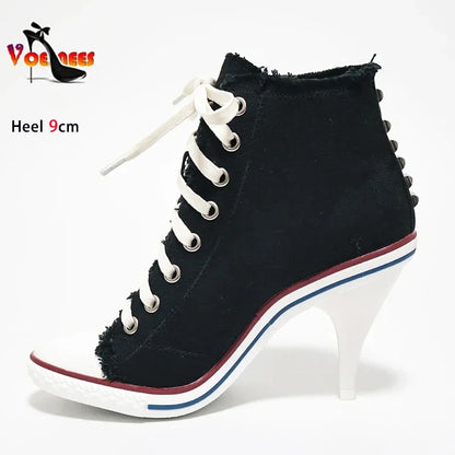 Women Boots, Short High Heels For Women,  Ankle Boots Side zipper strap
