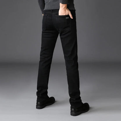 Men Classic Advanced Fashion Brand Jeans Stretch Black Biker.