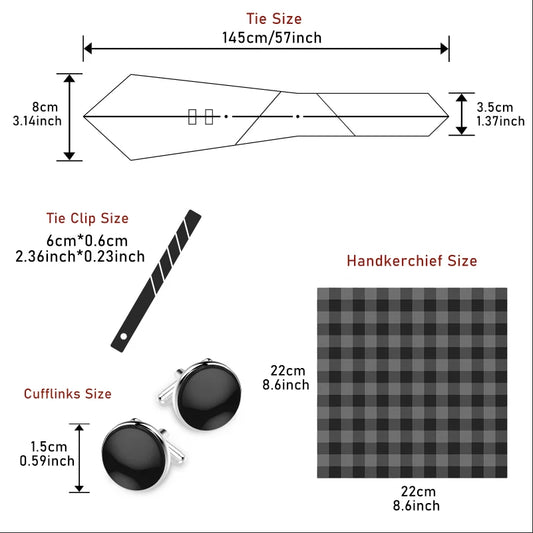 8 cm Wide Tie Sets Blue Solid Men's Neck Tie Handkerchief Cufflinks Clip Gift Silk Handmade