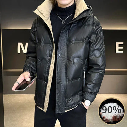 White Duck Down Jacket Men's  Luxury  Leather Windproof Coat