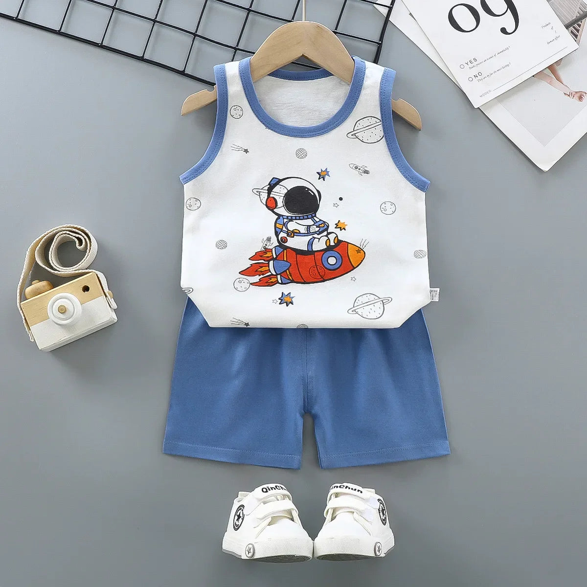 Kids Clothes Boys Girls Vest Suit,  Summer Children's Clothing baby Cotton Shorts Tank Top.