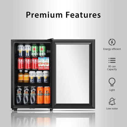 Freestanding Beverage Cooler For Office Double Glass Door