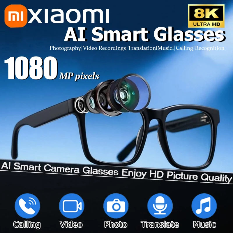 Xiaomi 8KHD AI Smart Glasses, Photochromic, Multifunction, Bluetooth Calling ,Voice Assistant Music Player.