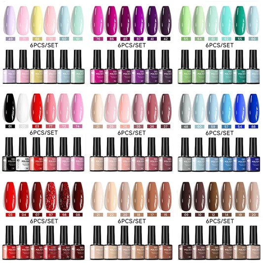 7ml All Season Gel Nail Polish Set, Nude Pink, Red Glitter, Semi Permanent UV Gel Kits.