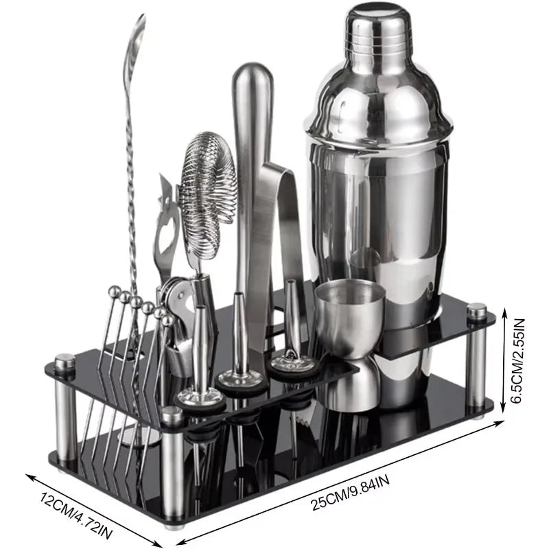 Professional Bar Tool Set, Stainless Steel Cocktail Shaker Set.