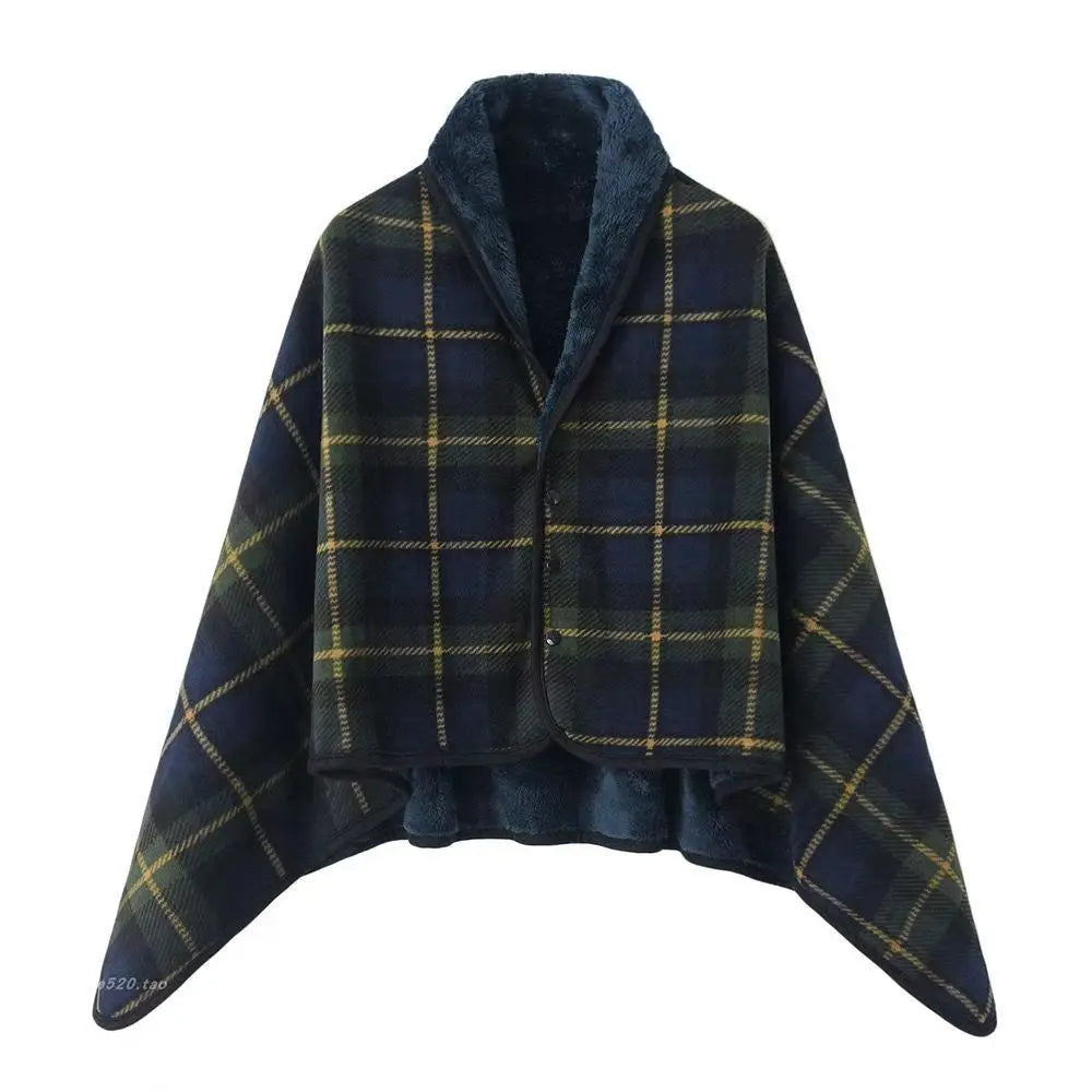 Winter Wearable Shawl Blanket, Warm Flannel Casual Office Blanket, with Button.
